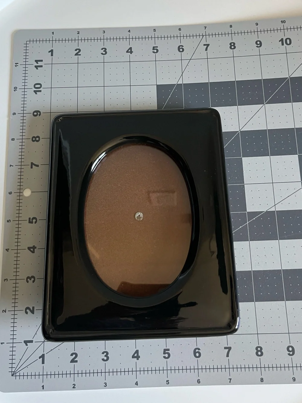 Vintage Black Ceramic Picture Frame Oval Opening
